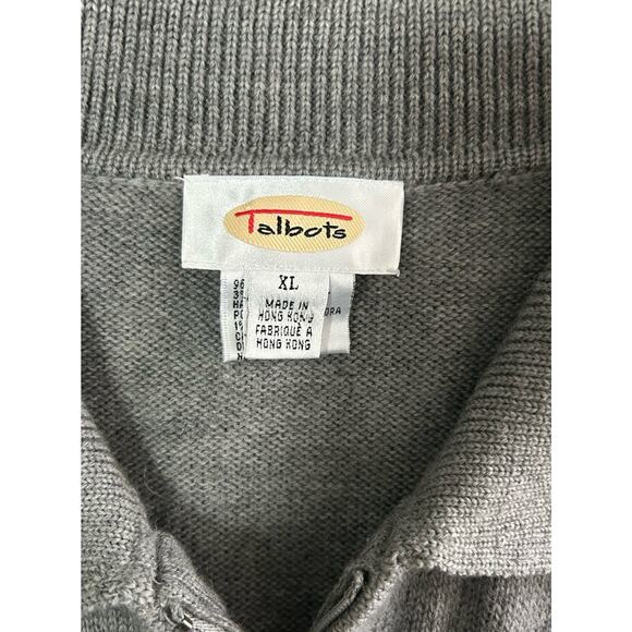Vintage Talbots Women’s Gray Blue Fair Isle Wool Angora Knit Sweater Full Zip XL - Picture 7 of 9